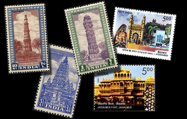 Indian stamps with monuments