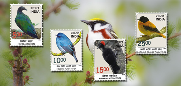 birds on Stamps of india