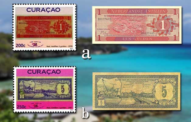 Curacao's Stamps with Banknotes