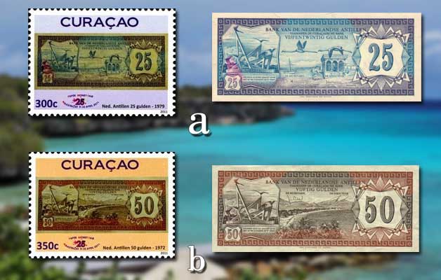 Curacao's Stamps with Banknotes